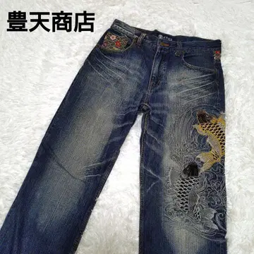 호텐 상점 데님 일본풍 패턴 등용 문양 자수 가몬 M