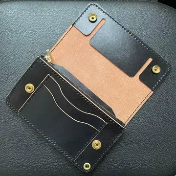 히메지 가죽 미들 트래커 지갑 [ 3층/언덕 염색/핸드메이드 ]