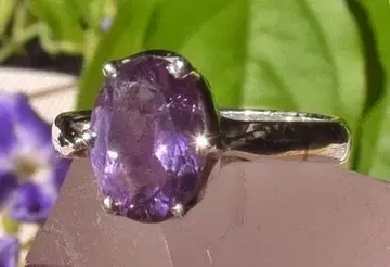 9.5호 인클루전 쿼츠 오벌 패싯 컷 실버 반지 239