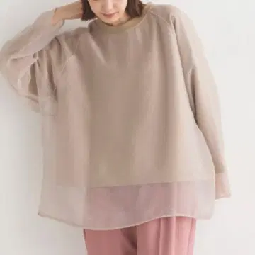 OMNES 오간자 레이어드 종이상자 니트 래글런 풀오버