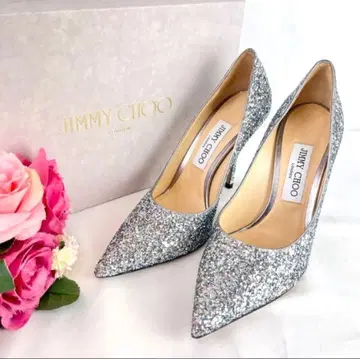 새상품급 JIMMY CHOO 실버 글리터 하이힐