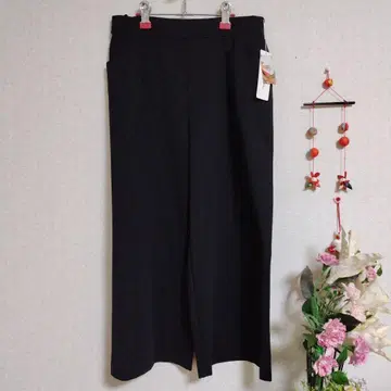 미사용 새상품 아라키의 고급감 와이드 팬츠 MIYABI 블랙 LL 사이즈