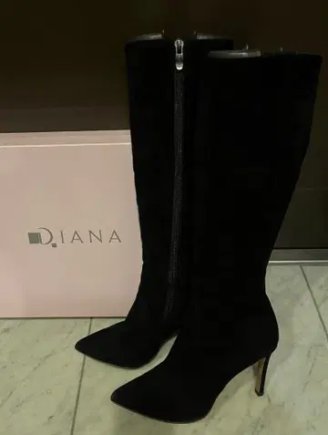 다이애나 블랙 스웨이드 롱 부츠