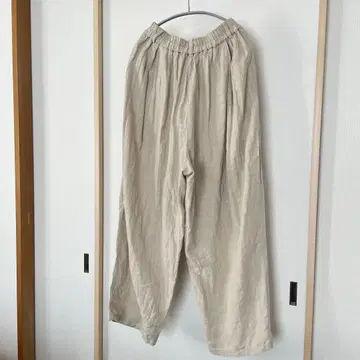 베이지 플리츠 와이드 팬츠