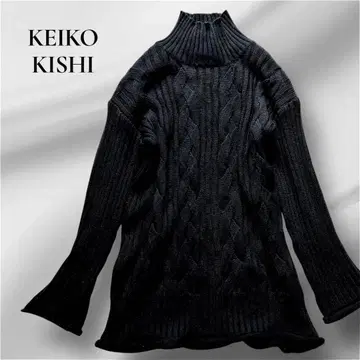 KEIKO KISHI 니트 하이넥 케이블 짜임 리브 니트