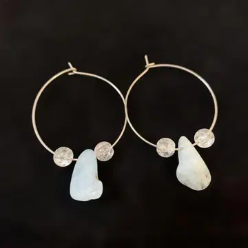 아쿠아 마린 후프 귀걸이 스카이블루 SY-7