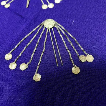 꽃잎 비녀 꽃 모티브 금속제 헤어콤 [소] 신부 시치고산 일본 의류