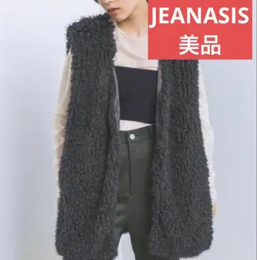 JEANASIS 모듬 퍼 베스트 차콜 그레이 라메