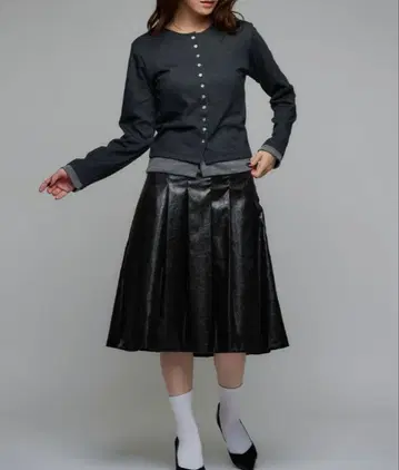 가죽 플리츠 스커트