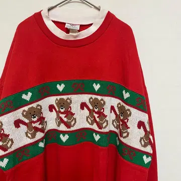 80s 90s USA제 빈티지 곰 맨투맨 크리스마스 니트
