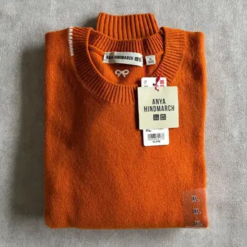 ANYA HINDMARCH x 유니클로 오렌지 크루넥 스웨터 XL