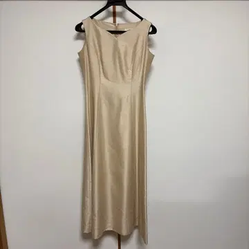 베이지 슬리브리스 드레스 쉬폰 스톨 포함