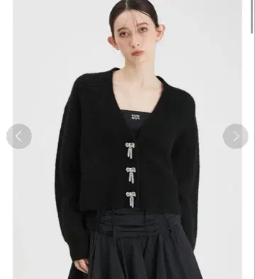 [퍼퍼] FURFUR 비쥬 리본 니트 가디건 블랙