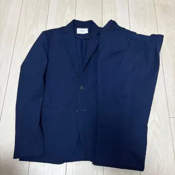 INHERIT 시어서커 네이비 캐주얼 수트 셋업