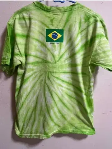 형광 그린 타이다이 T셔츠