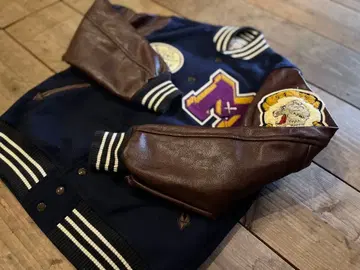 HOUSTON 휴스턴 바시티 자켓 M 사이즈 네이비/화이트