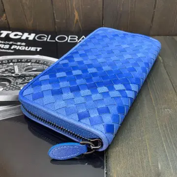 D3 고급 램 가죽 지갑 양가죽 천연 가죽 인트레차트 그라데이션 블루