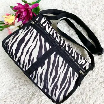 새상품급 엘르 플래닛 숄더백 제브라 패턴 나일론 화이트 블랙