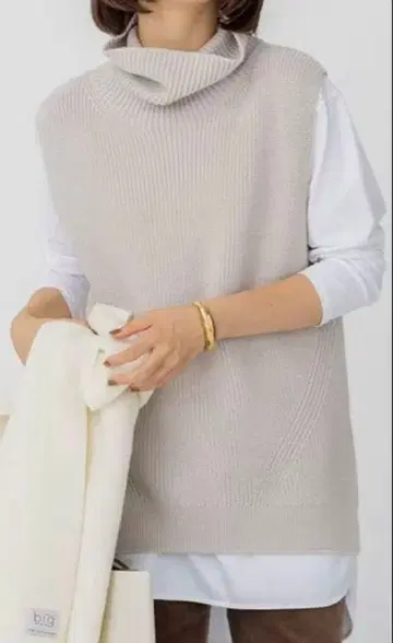 23구 [세탁 가능] 울 코드 터틀넥 니트 베스트 38 베이지