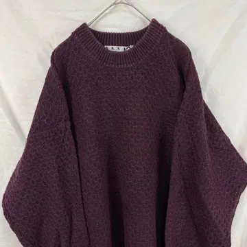 80s 90s basix 라미 코튼 니트 빈티지 버건디