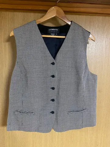 리즈 클레버네 체크 무늬 슬리브리스 베스트 16