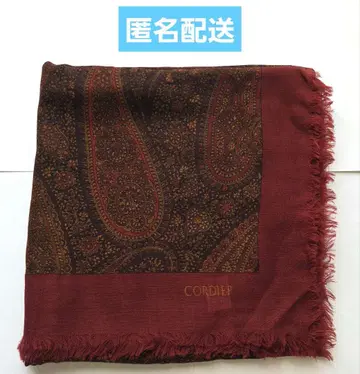 CORDIER 코르디아 대형 스톨 페이즐리 무늬 홍차색 모 100%