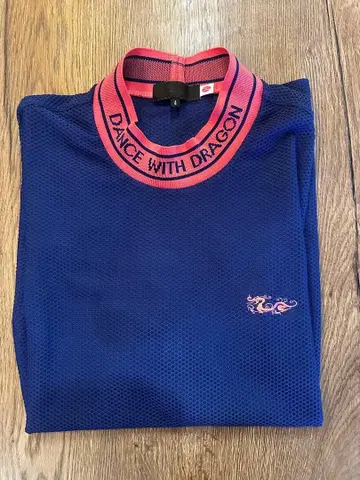 DANCE WITH DRAGON 메쉬 피케 셔츠 네이비/핑크