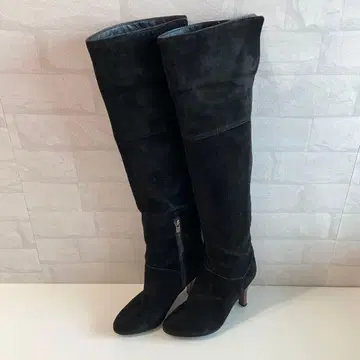 긴자 카네마츠 스웨이드 니하이 롱 부츠 21.5cm 블랙