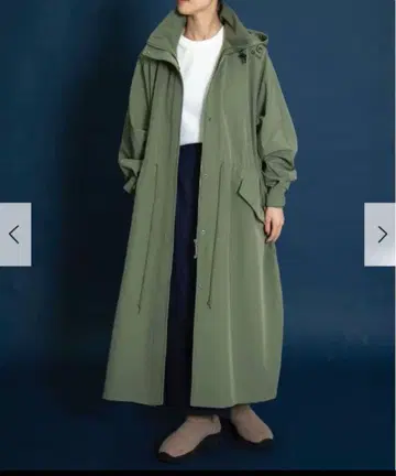 Uiscel 발수 스탠드 카라 롱 코트 마운틴 후드티 카키