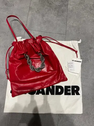 질 샌더 메탈릭 레더 핸드백 빨간색 새상품급!