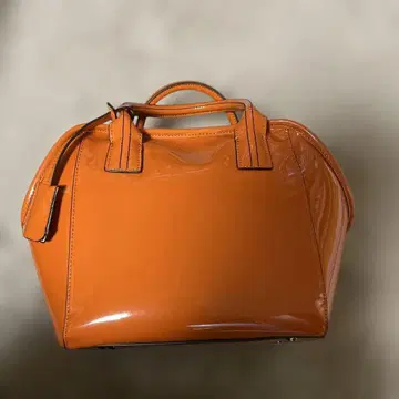 오렌지 광택 보스턴 백