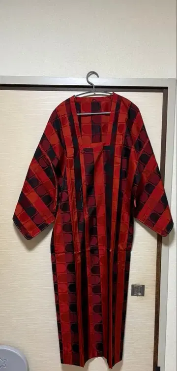 도쿄 사가비 기모노용 코트 빨간 체크