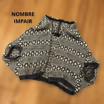 NOMBRE IMPAIR 기하학 패턴 가디건 판초 알파카