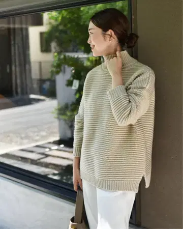 ourhome 고급 울 하이넥 니트