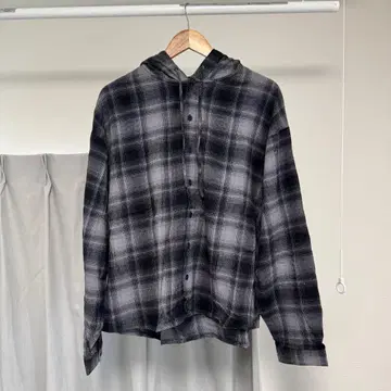 HARE 후드 체크 셔츠