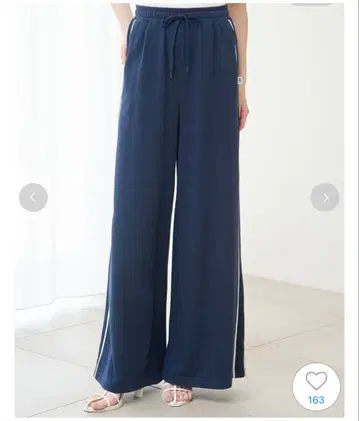 네이비 와이드 팬츠 사이드 스트라이프