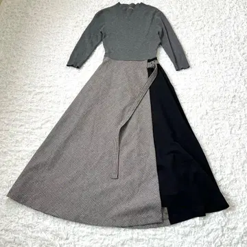 FRAY I.D 프레이 아이디 니트 콤비 원피스 글렌체크