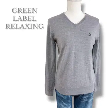 새상품급 그린 라벨 릴랙싱 V넥 스웨터 얇은 소재 울 원포인트