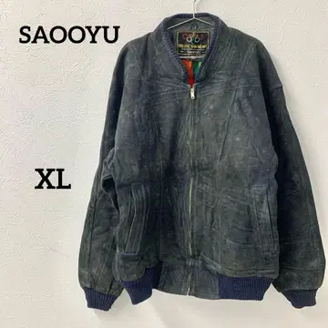 SAOOYU 스웨이드 가죽 자켓 LL 체크 안감 블랙 계열