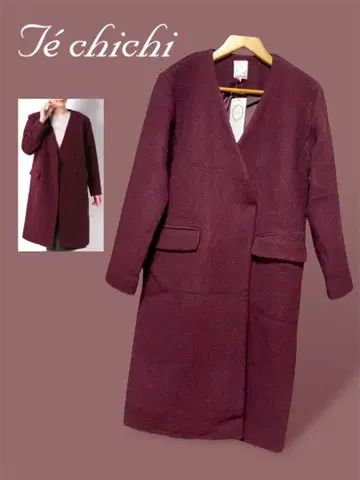 택 포함 새상품 테치치 Y컬러 코트 노카라 코트 아우터