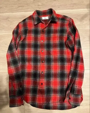 기무라 타쿠야 HERO 착용 러그 맥레거 울 체크 셔츠 S 빨간색