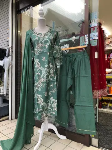 쿠르타, 팬츠, 숄 (3점 세트)