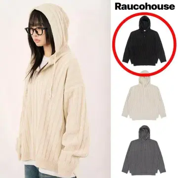 Raucohouse 헨리넥 후드 워머 오버 니트