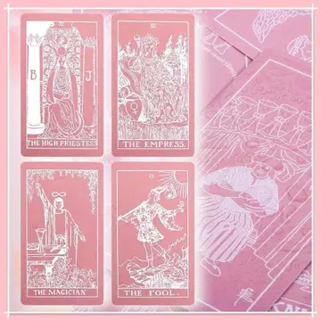 [ 타로 카드 ] 귀여운 핑크 x 화이트 데크 플라스틱 가공 파우치 포함