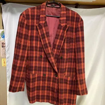 Ficce 더블 브레스트 자켓 오렌지 체크