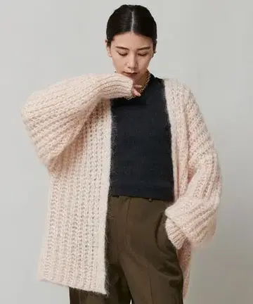 새상품급 헤이즈 모헤어 니트 가디건 핑크