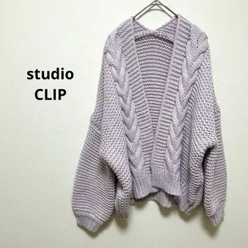 스튜디오 클립 연보라 케이블 짜임 니트 가디건 벌룬 슬리브 F