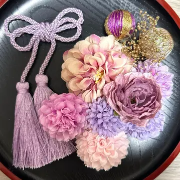 성인식 일본 의류 후리소데 시치고산 머리 장식