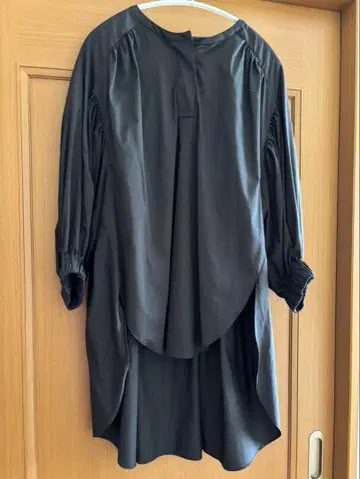 파시오네 7부 소매 벌룬 슬리브 롱 셔츠 다크 브라운