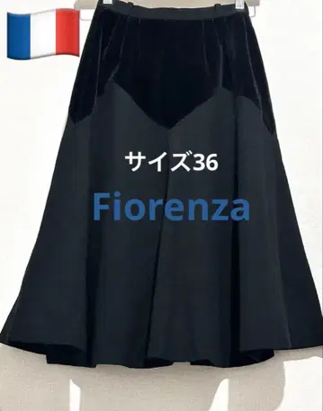 Fiorenza 빈티지 플레어 스커트 벨벳 블랙 프랑스 36